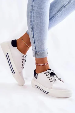 Damskie Trampki Memory Foam System Big Star KK276002 Białe