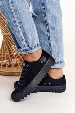 Damskie Trampki Na Dużej Podeszwie BIG STAR FF274248 Czarne