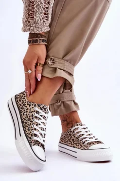 Damskie Trampki Na Masywnej Platformie Beżowo-Czarne Ember