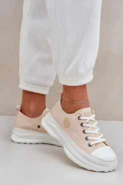 Damskie Trampki Na Masywnej Podeszwie Big Star NN274127 Beżowe