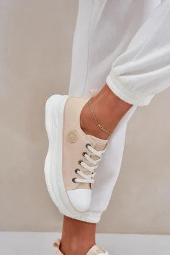 Damskie Trampki Na Masywnej Podeszwie Big Star NN274127 Beżowe