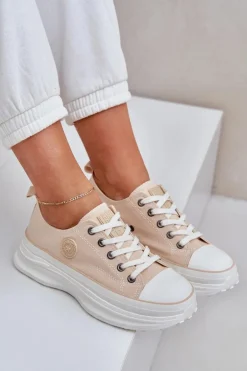 Damskie Trampki Na Masywnej Podeszwie Big Star NN274127 Beżowe