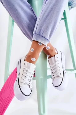 Damskie Trampki Na Masywnej Platformie Białe Farona