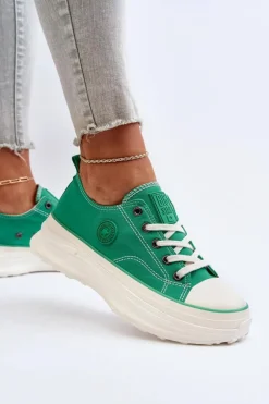 Damskie Trampki Na Masywnej Podeszwie Big Star NN274130 Zielone