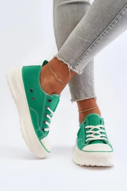 Damskie Trampki Na Masywnej Podeszwie Big Star NN274130 Zielone