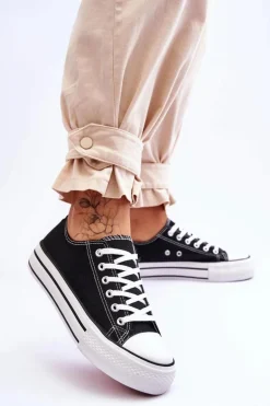 Damskie Trampki Na Masywnej Platformie Czarne Ember