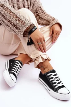 Damskie Trampki Na Masywnej Platformie Czarne Ember