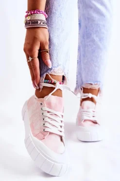 Damskie Trampki Na Platformie Różowe Comes