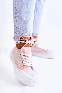 Damskie Trampki Na Platformie Różowe Comes