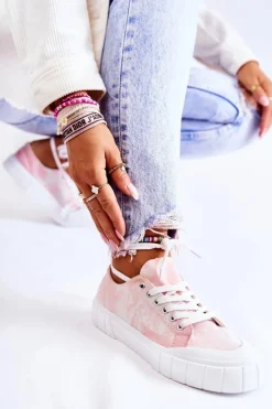 Damskie Trampki Na Platformie Różowe Comes