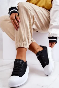 Damskie Trampki Na Platformie GOE JJ2N4073 Czarne