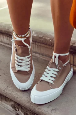 Damskie Trampki Na Platformie Brązowe Comes