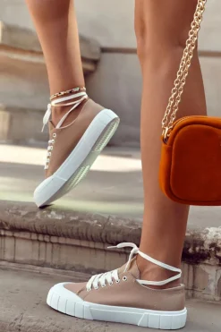 Damskie Trampki Na Platformie Brązowe Comes