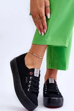 Damskie Trampki Na Platformie Cross Jeans LL2R4039 Czarne