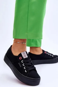 Damskie Trampki Na Platformie Cross Jeans LL2R4039 Czarne