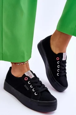 Damskie Trampki Na Platformie Cross Jeans LL2R4039 Czarne