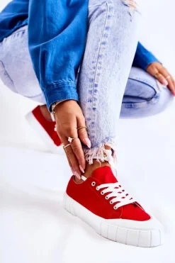 Damskie Trampki Na Platformie Czerwone Comes