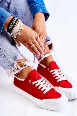Damskie Trampki Na Platformie Czerwone Comes