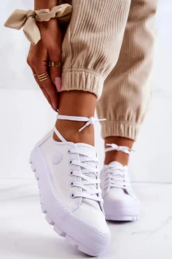 Damskie Trampki Na Platformie BIG STAR JJ274488 Białe