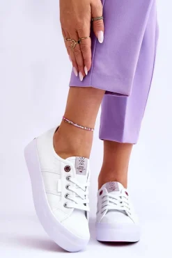 Damskie Trampki Na Platformie Cross Jeans LL2R4040 Białe