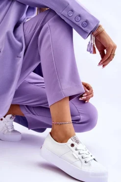 Damskie Trampki Na Platformie Cross Jeans LL2R4040 Białe