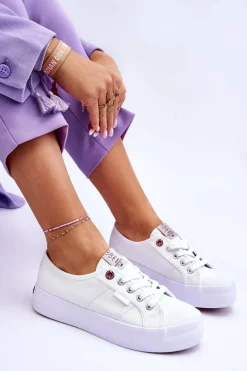 Damskie Trampki Na Platformie Cross Jeans LL2R4040 Białe