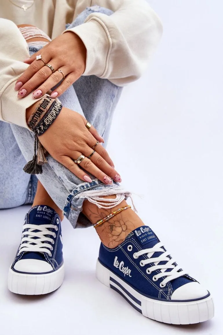 Damskie Trampki Na Platformie Lee Cooper LCW-23-31-1803L Granatowe