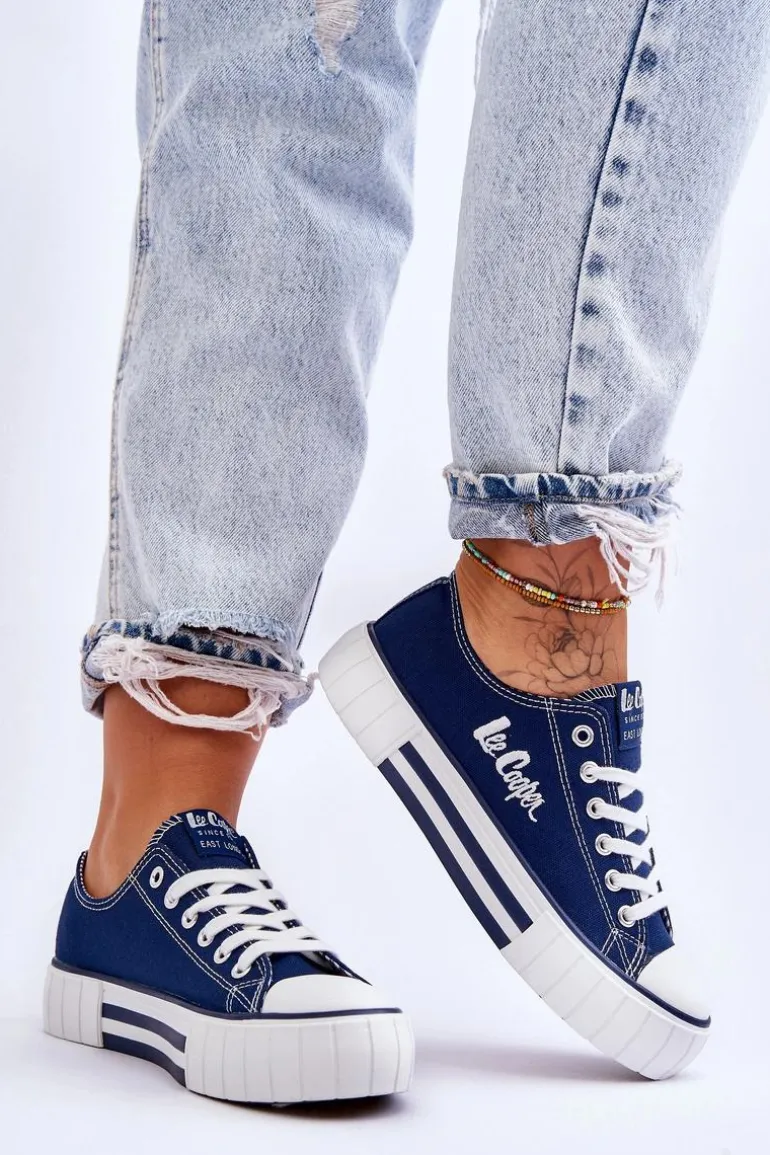 Damskie Trampki Na Platformie Lee Cooper LCW-23-31-1803L Granatowe