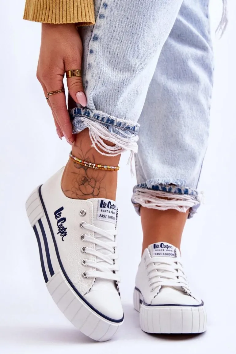 Damskie Trampki Na Platformie Lee Cooper LCW-23-31-1802L Białe