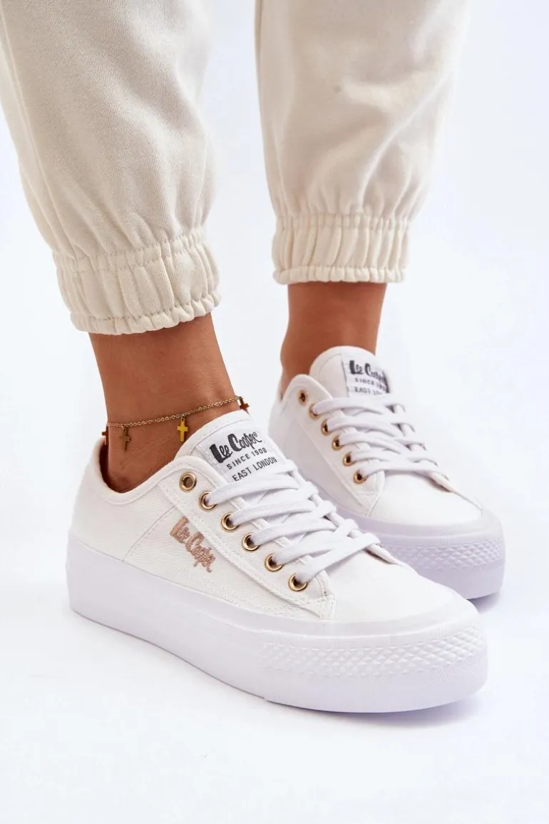 Damskie Trampki Na Platformie Lee Cooper LCW-24-31-2725 Białe