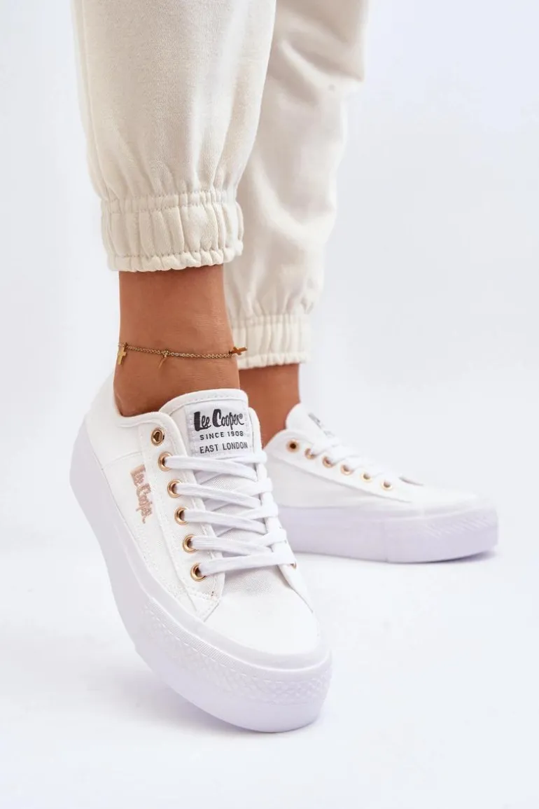 Damskie Trampki Na Platformie Lee Cooper LCW-24-31-2725 Białe