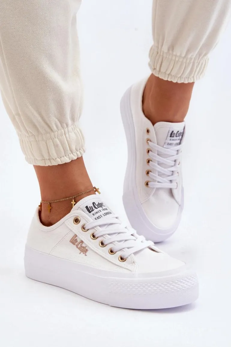 Damskie Trampki Na Platformie Lee Cooper LCW-24-31-2725 Białe
