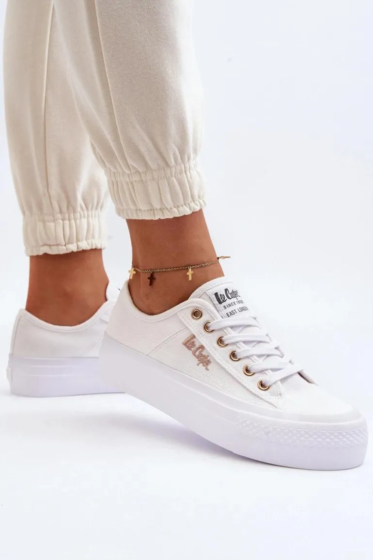 Damskie Trampki Na Platformie Lee Cooper LCW-24-31-2725 Białe