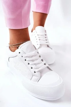 Damskie Trampki Na Platformie Białe Honey
