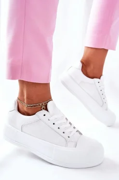 Damskie Trampki Na Platformie Białe Honey