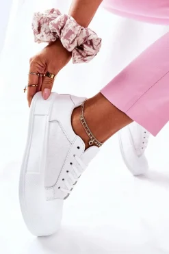 Damskie Trampki Na Platformie Białe Honey