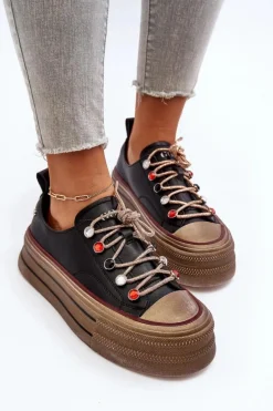 Damskie Trampki Na Platformie GOE NN2N4053 Czarne