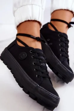 Damskie Trampki Na Platformie BIG STAR JJ274489 Czarne