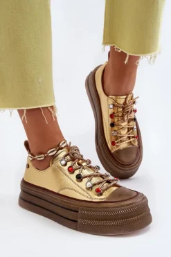 Damskie Trampki Na Platformie GOE NN2N4055 Złote