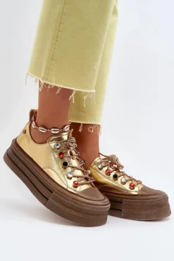 Damskie Trampki Na Platformie GOE NN2N4055 Złote