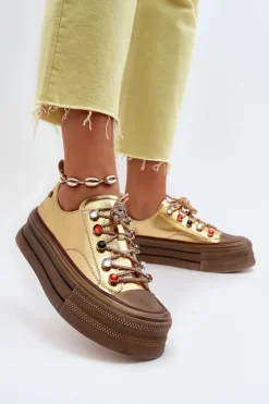 Damskie Trampki Na Platformie GOE NN2N4055 Złote