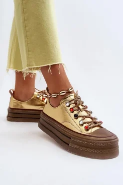 Damskie Trampki Na Platformie GOE NN2N4055 Złote