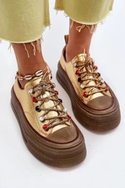 Damskie Trampki Na Platformie GOE NN2N4055 Złote