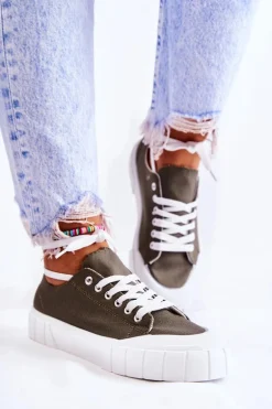 Damskie Trampki Na Platformie Khaki Comes