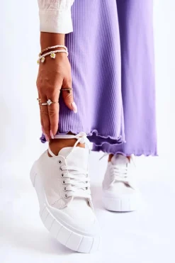 Damskie Trampki Na Platformie Białe Comes