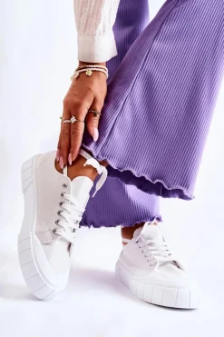 Damskie Trampki Na Platformie Białe Comes