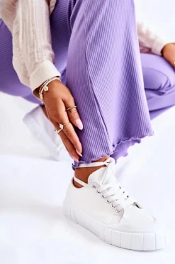 Damskie Trampki Na Platformie Białe Comes