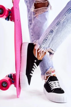 Damskie Trampki Na Platformie Czarne Comes