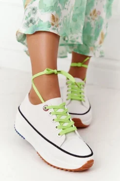 Damskie Trampki Na Platformie Białe Electric Love