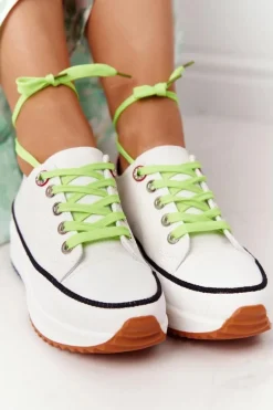 Damskie Trampki Na Platformie Białe Electric Love